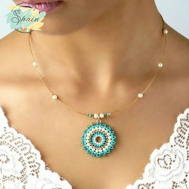 بنر گردنبند دست ساز با منجوق‌های میوکی ژاپنی اصل، اکسسوری شیک و منحصر به فرد، مناسب هدیه و استفاده روزمره، خرید آنلاین از شاین گالری