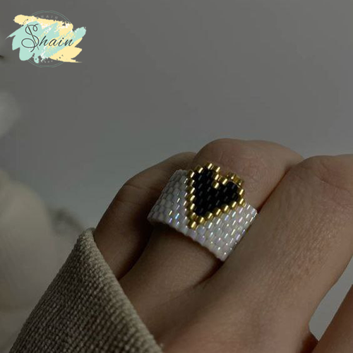 عکس انگشتر میوکی طرح قلب کد 3030 ساخته شده با منجوق میوکی اصل