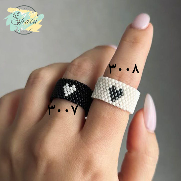 انگشتر دستساز میوکی طرح قلب با کد 3007 مناسب استایل روزانه، ساخته شده با منجوقهای اصل ژاپنی و طراحی ظریف و خاص.