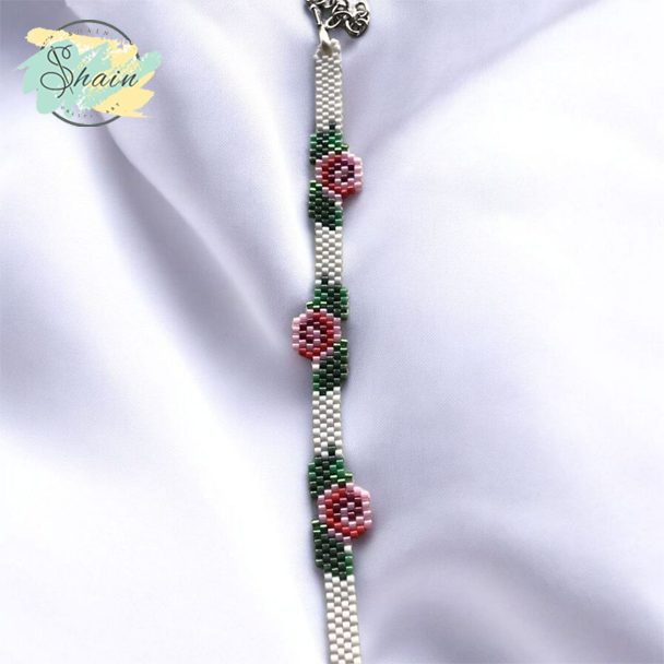 نیمست زنانه دستساز با منجقهای میوکی ژاپنی و طراحی ظریف مناسب هدیه و استفاده روزمره