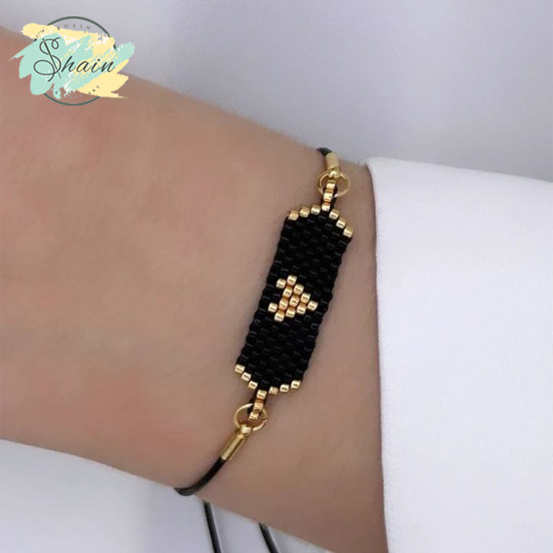 دستبند میوکی ژاپنی مدل ششضلعی با بافت حرفهای، مناسب استایل کژوال و رسمی، قابل تنظیم برای همه سایزها از شاین گالری