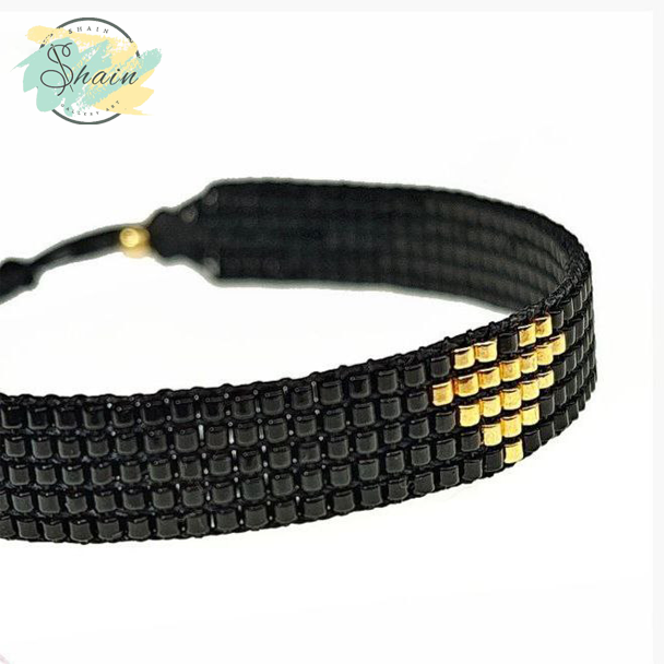 تصویر دستبند میوکی دستساز طرح قلب طلایی 3065 ساختهشده با منجوق اصل میوکی ژاپنی مناسب استایل مینیمال و خاصپسندان.