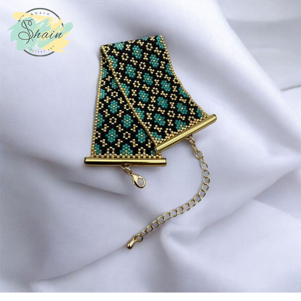 عکس دستبند میوکی دستساز مدل لوزی طرح گلدن ترک کد 3107 مناسب هدیه شیک و استفاده روزانه با کیفیت ممتاز.