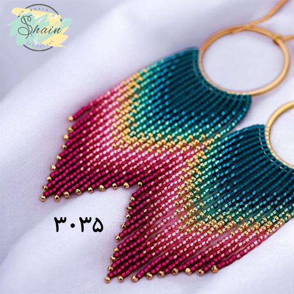 تصویر گوشواره میوکی آویز آبشاری ساختهشده با منجوقهای ژاپنی و اتصالات استیل ضدحساسیت مناسب استفاده روزانه و مهمانی.