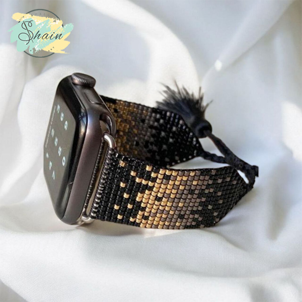 بند ساعت میوکی مدل 3004 ساختهشده با منجوقهای اصل ژاپن مناسب استفاده طولانی و استایل شیک و جذاب برای انواع ساعتهای هوشمند.