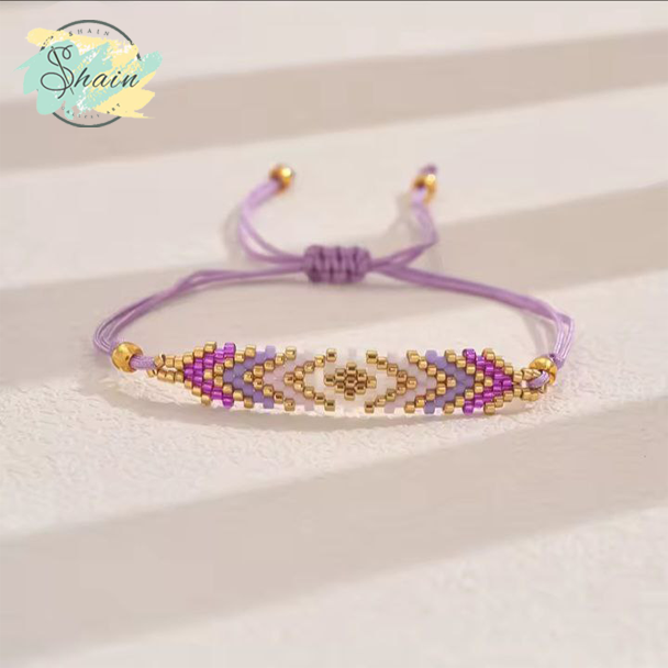 دستبند زیبا طرح رنگینکمان با منجوقهای ظریف میوکی ژاپنی مناسب بانوان خاصپسند از برند شاین گالری سبک و بادوام
