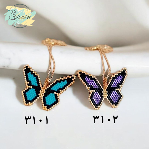 گردنبند میوکی طرح پروانه ساختهشده با مهرههای ژاپنی و اتصالات استیل ضد حساسیت مناسب استایل روزمره و مجلسی شاین گالری