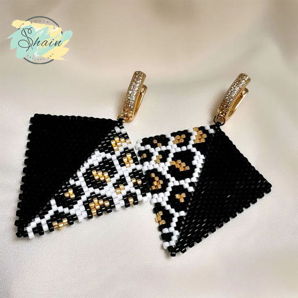 گوشواره زنانه میوکی طرح ملکه شب مناسب استایل مجلسی و روزمره ساخته شده با منجوقهای باکیفیت ژاپنی