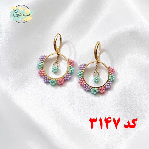 گوشواره حلقهای دستساز طرح شکوفه بهاری با منجوق دلکا میوکی ژاپنی اصل