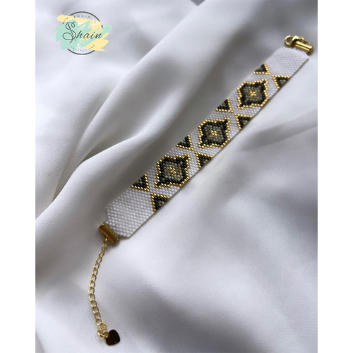 نیم ست دستبند عرض 2 سانت و انگشتر طرح ترنج دلیکا میوکی کد 3145 | دستساز خاص از برند شاین گالری
